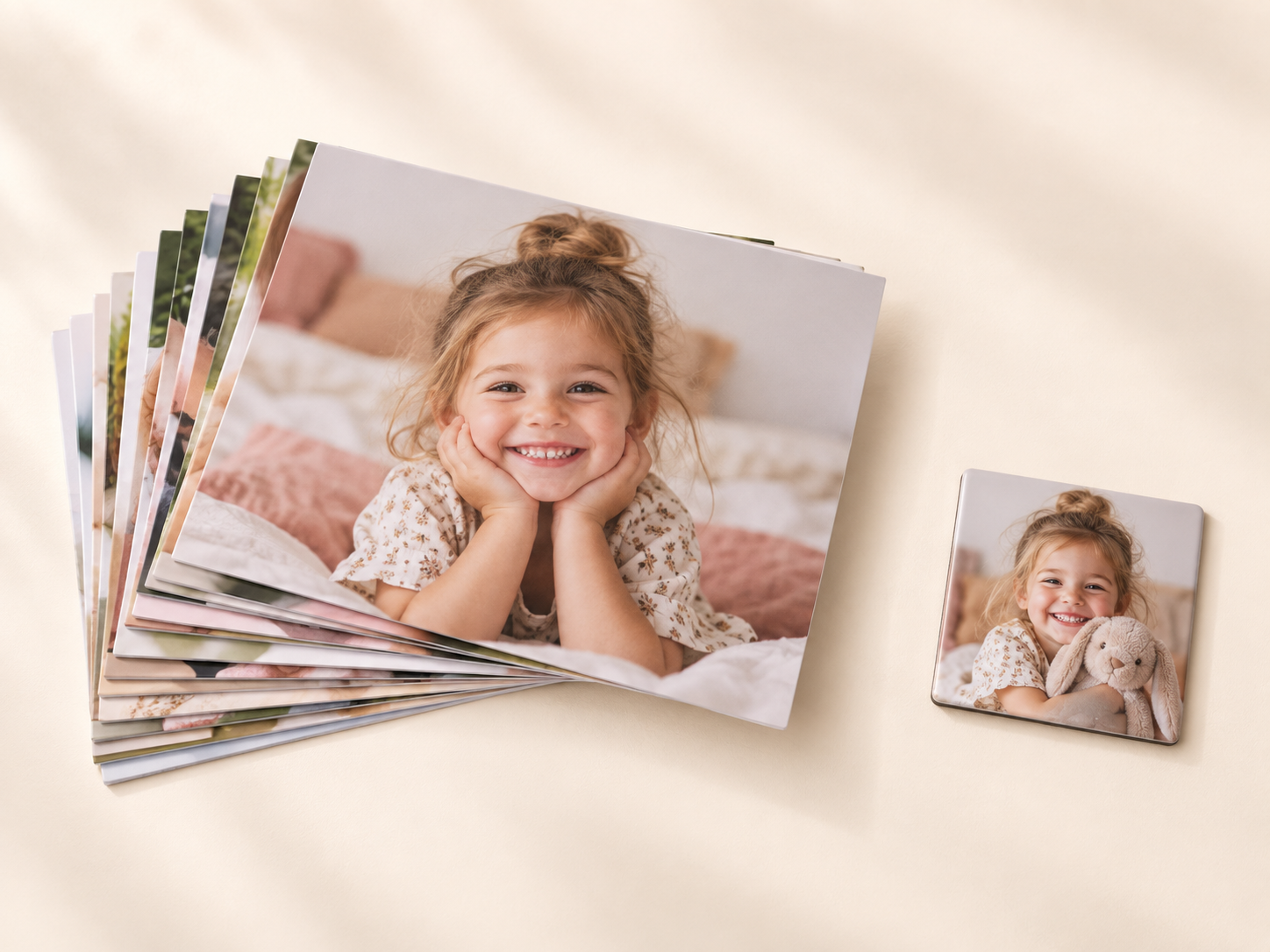 Combo 1 Lembranças com pilha de fotos 10 por 15 e um fotoímã 5 por 5